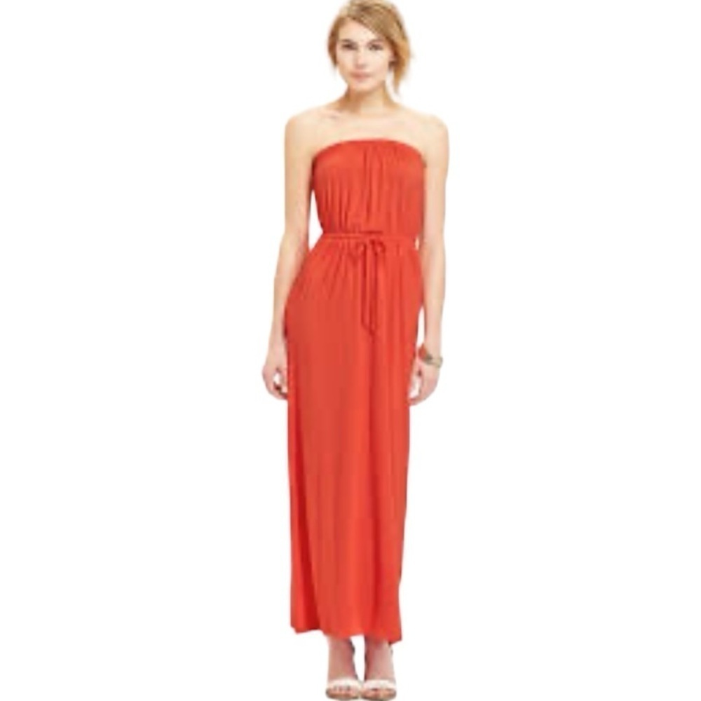 Old Navy Sunset orange Summer Lightweight elasticized strapless Tube
Maxi Dress